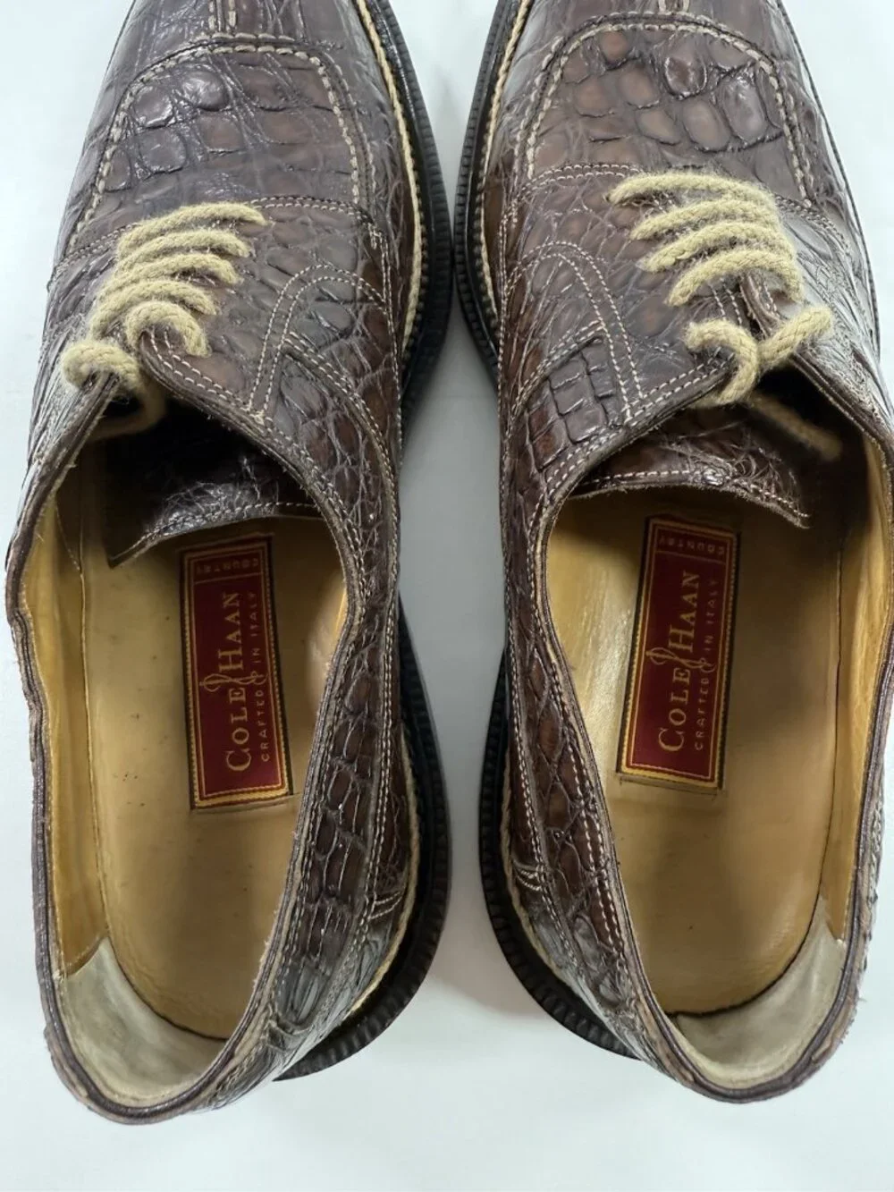 Vintage Cole Haan Genuine Crocodile Oxford Dress Shoes Size 10.5 D Made In Italy